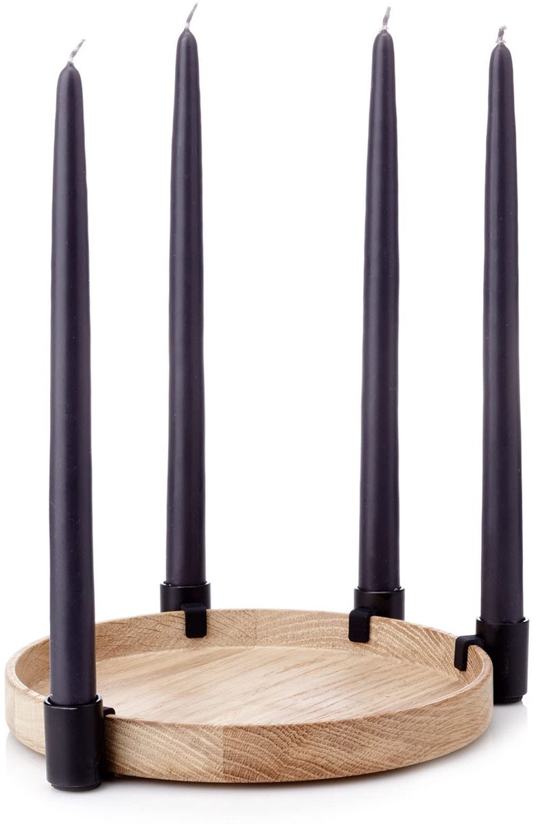 Applicata Candelabro dell'Avvento Luna rovere, nero