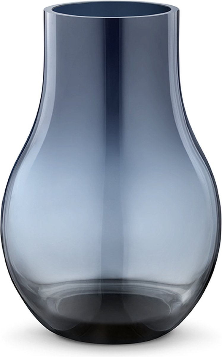 Georg Jensen Jarrón de vidrio azul Cafu pequeño, 21,6 cm