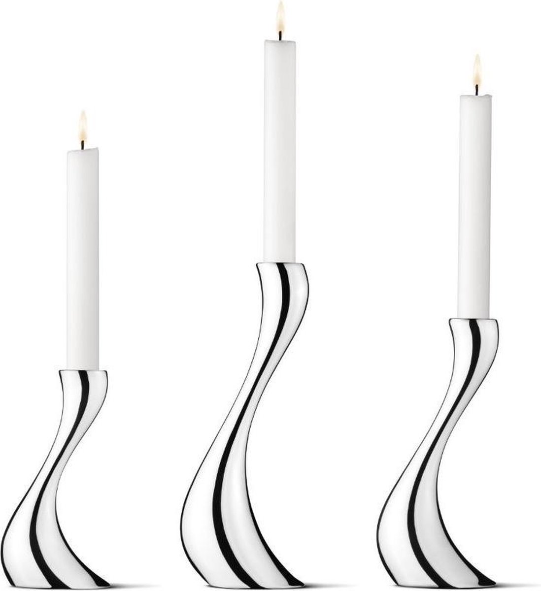 Georg Jensen 3 Candelabros Cobra acero inoxidable