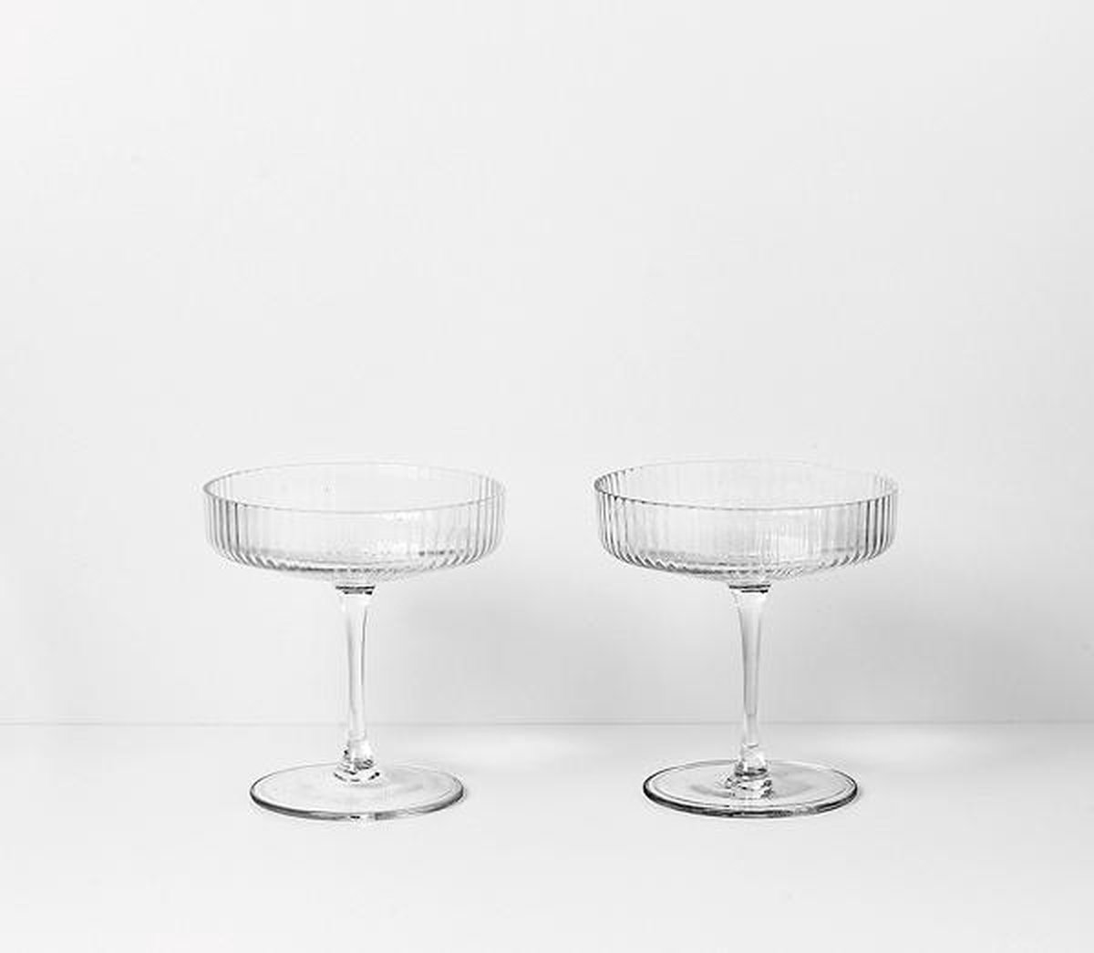 Ferm Living 2 Copas de champán Ripple transparente