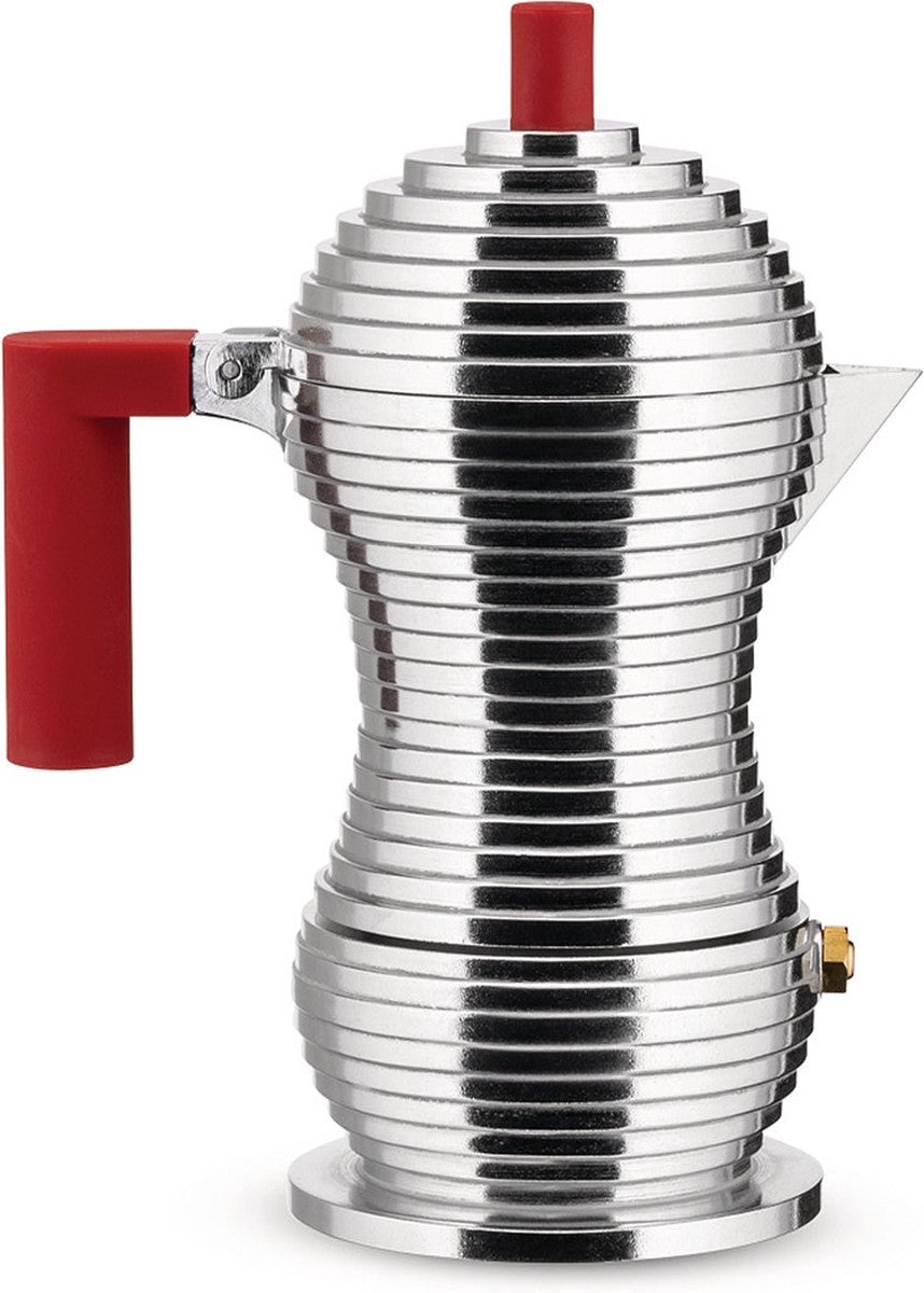Alessi Macchina da espresso 3 tazze Pulcina manico rosso