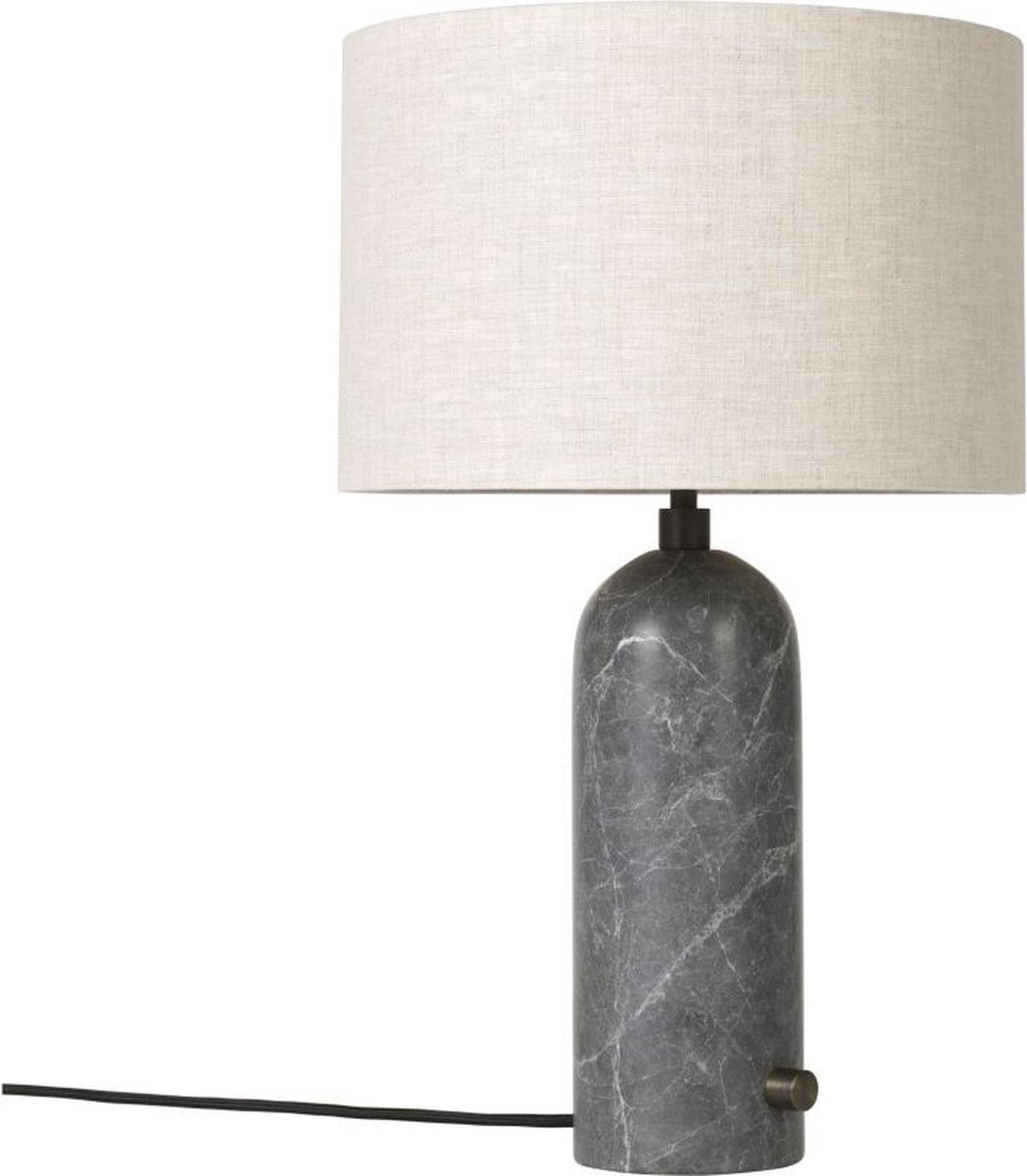 GUBI Lámpara de mesa Gravity S mármol gris-tejido