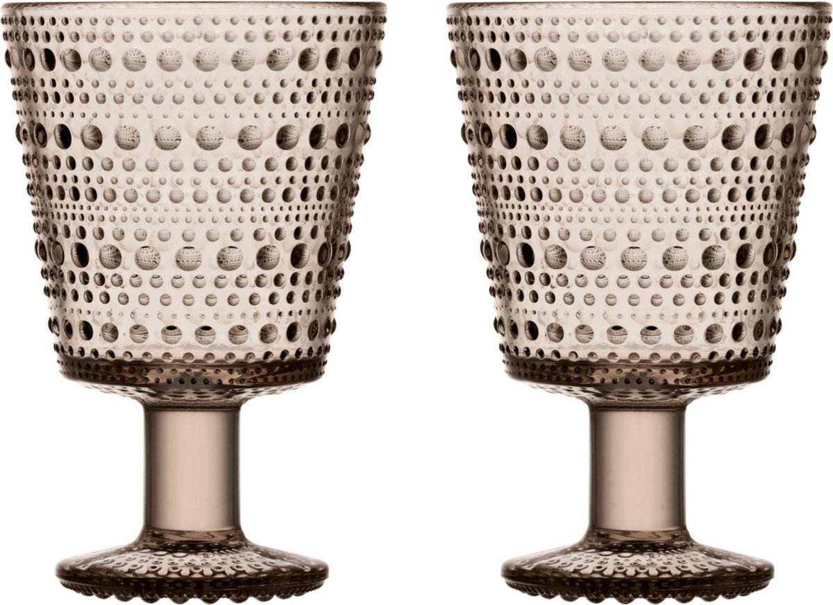 Iittala Set de 2 vasos con pie Kastehelmi 26 cl lino