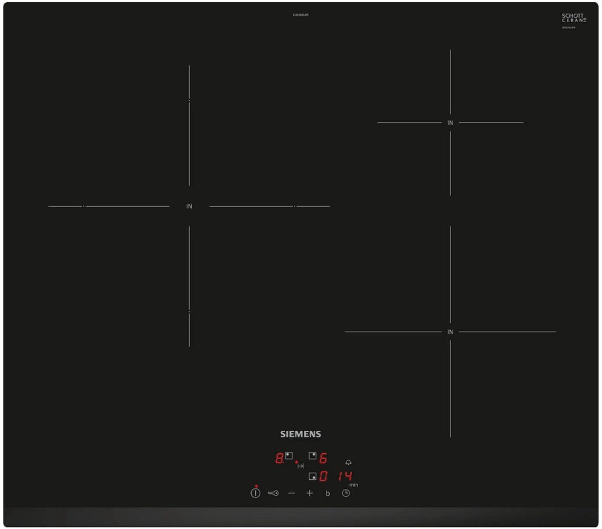 Siemens iQ100 EU63KBJB5E hobs Negro Integrado 60 cm Con placa de inducción 3 zona(s)