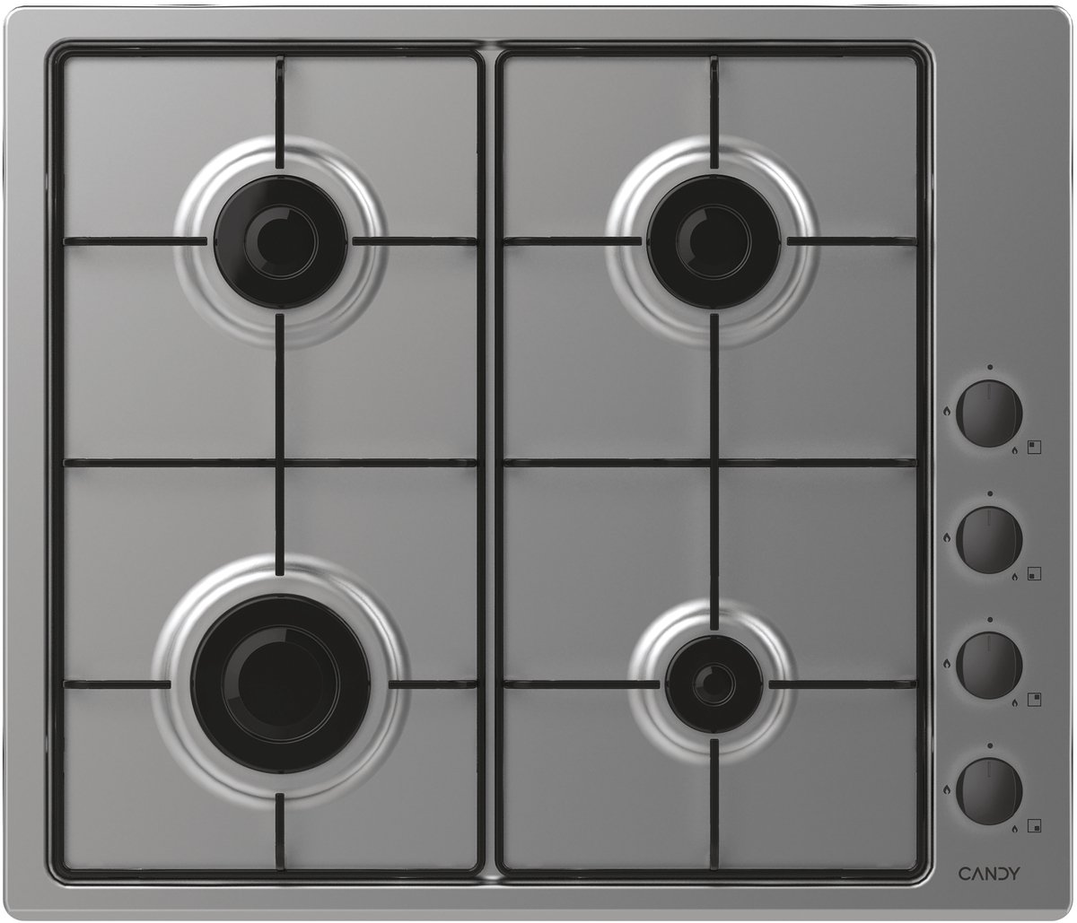 Placa de Gas Natural - Candy Smart CHW6LBX/4U, 4 Fuegos, 60 cm, Inox