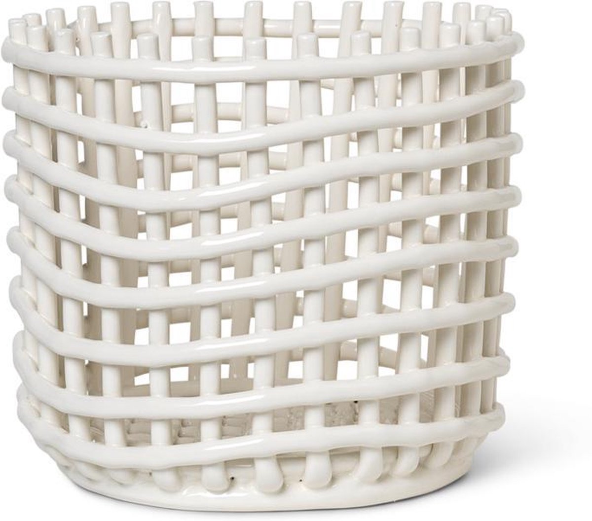 Ferm Living Cesta trenzada Ceramic Ø23,5 cm Off white