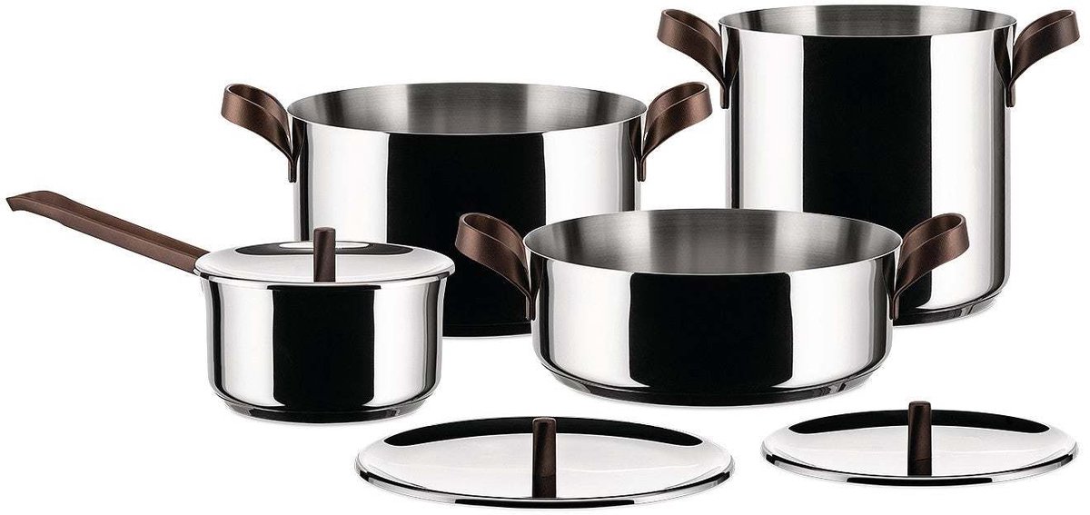Alessi Batería de cocina Edo 4 piezas acero inoxidable