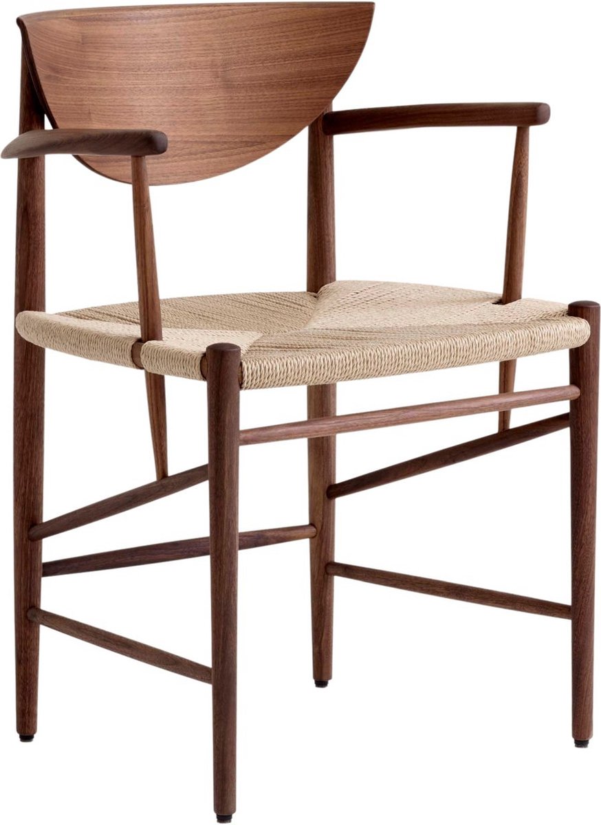 &Tradition Silla Drawn HM4 con reposabrazos Nogal