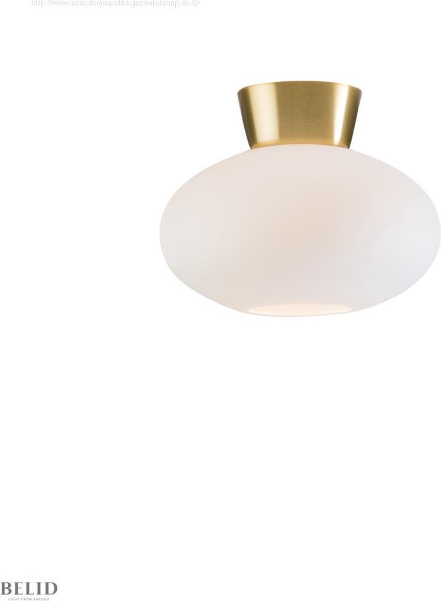 Belid Plafón Bullo vidrio opal Ø27 cm latón