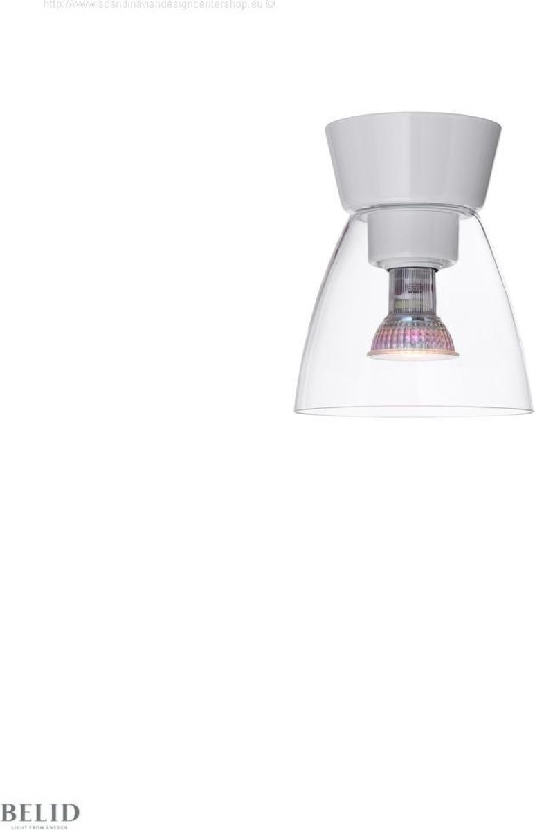 Belid Plafón Bizzo vidrio transparente Ø16,5 cm blanco brillante