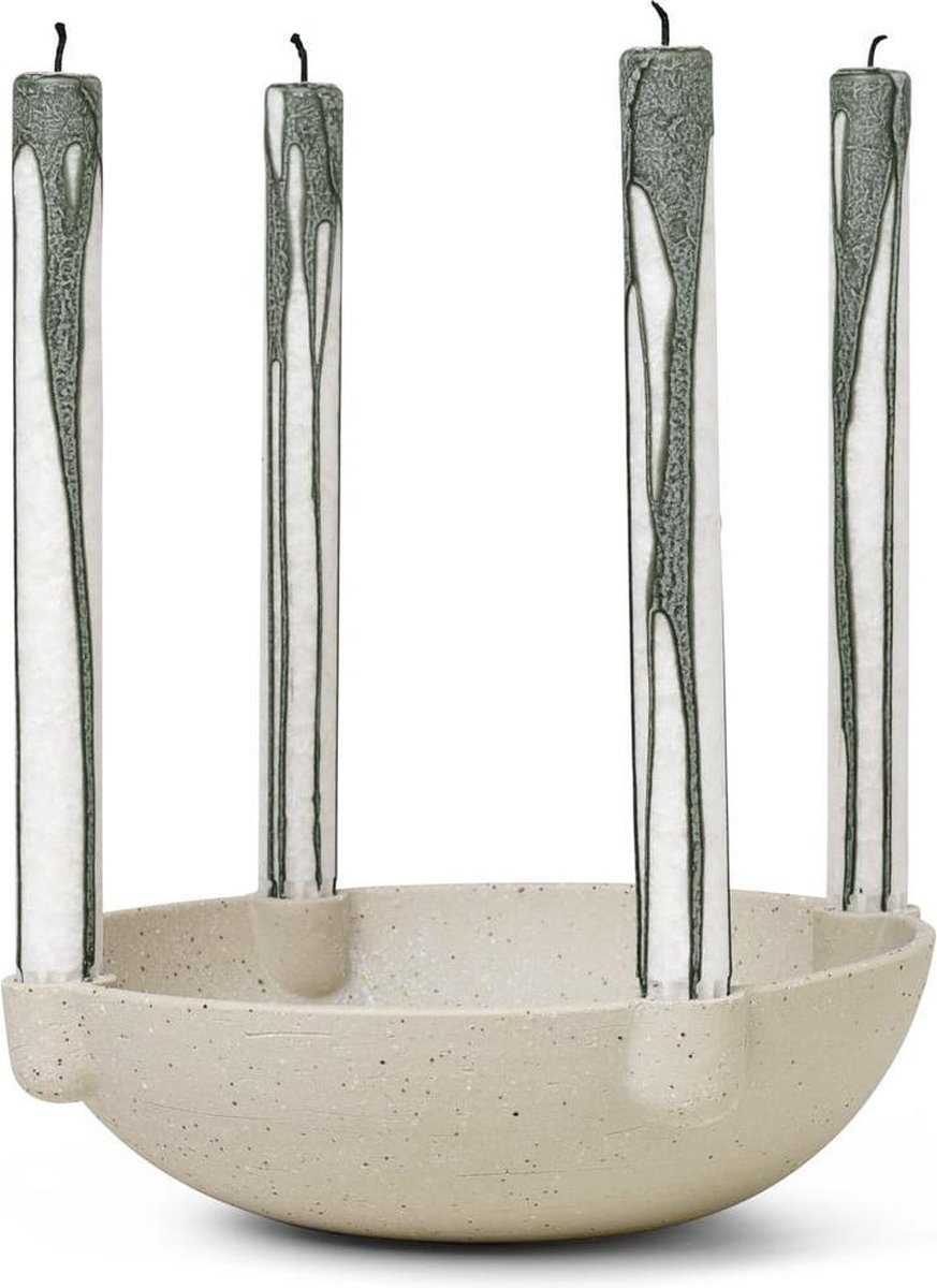 Ferm Living Candelabro de Adviento Bowl cerámica large Ø27 cm gris claro