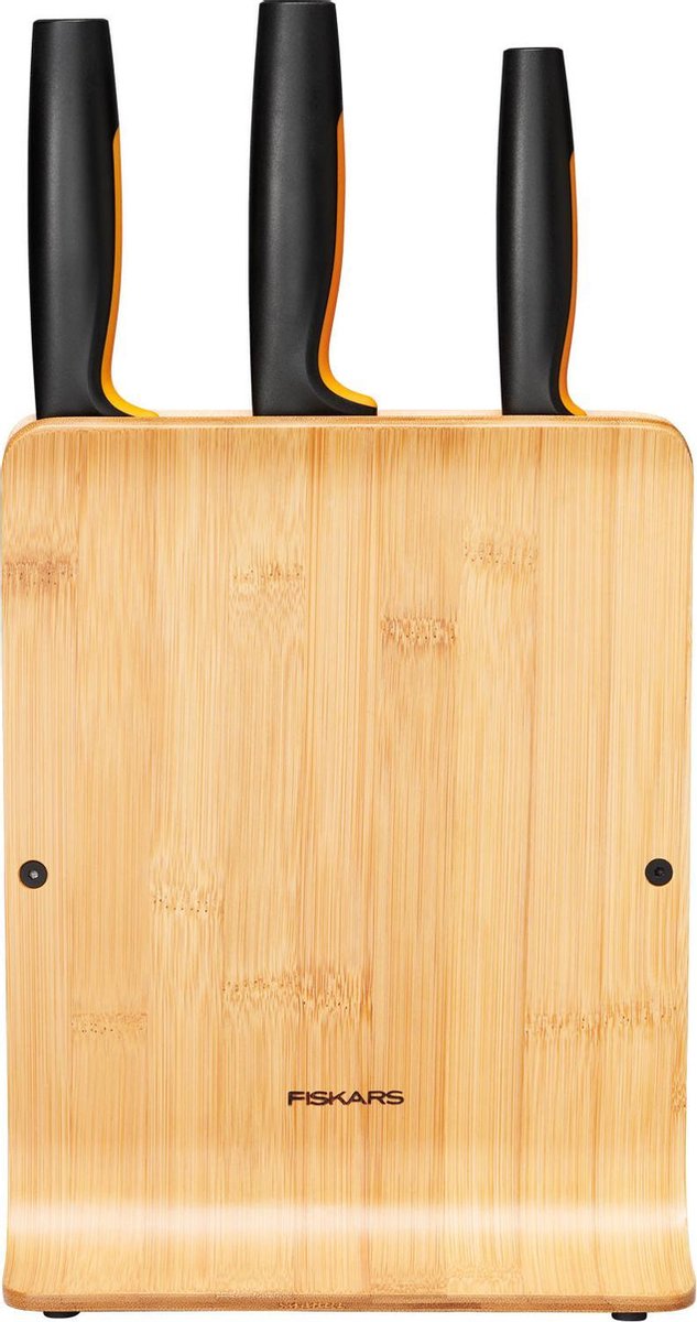 Fiskars Bloque de cuchillos en bambú con 3 cuchillos Functional Form 4 piezas