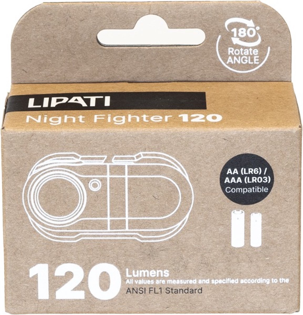 Lampe Frontale LIPATI Night Fighter 120 Lumens - Taille 120 Unisexe, Idéale pour Activités Nocturnes