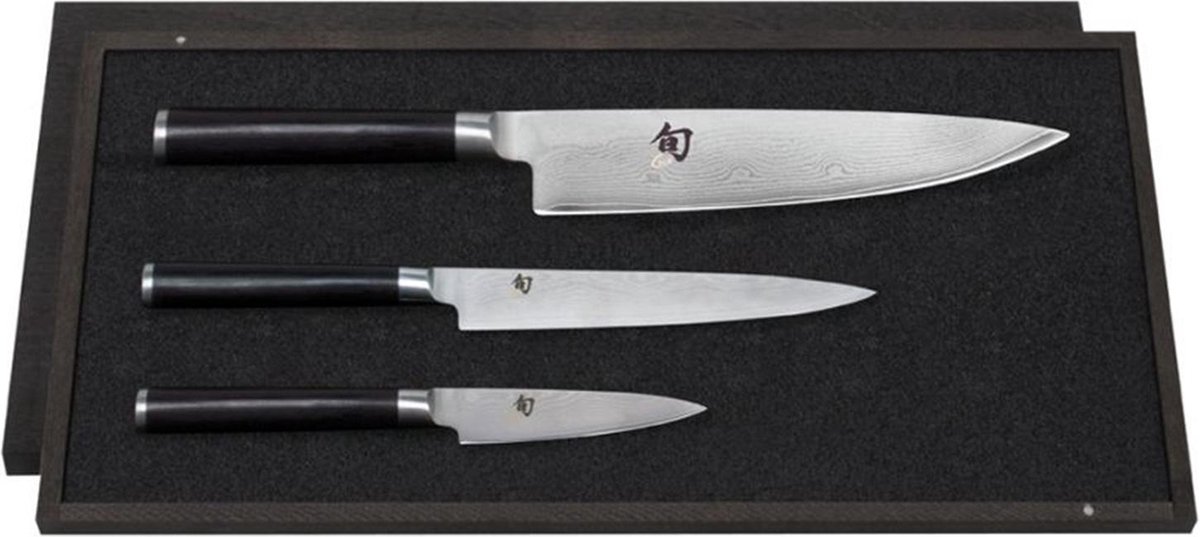 KAI Set de 3 cuchillos Kai Shun Classic cromo-negro
