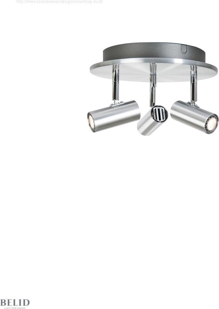 Belid Foco de techo con 3 focos Cato redondo aluminio