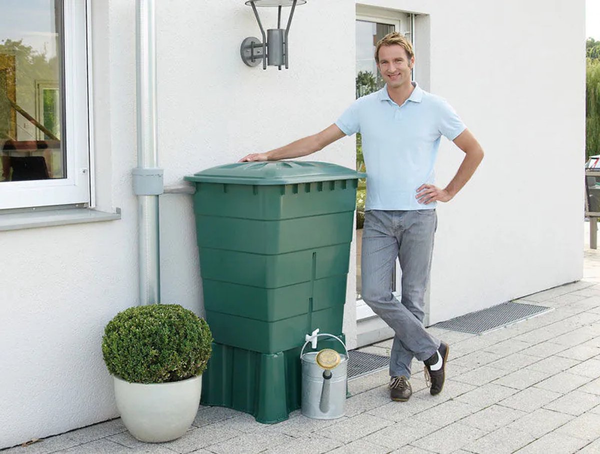Basic Line Tonel para lluvia Rectangular (300 l, Verde)