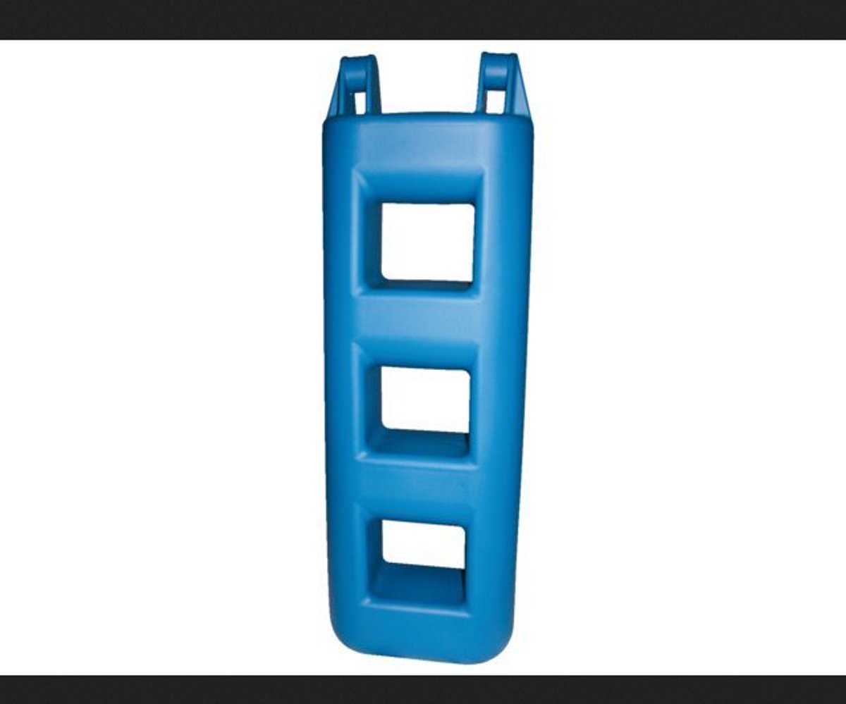Defensa con forma de escalera (L x An x Al: 12 x 25 x 75 cm, Número de niveles: 3 ud., Azul)