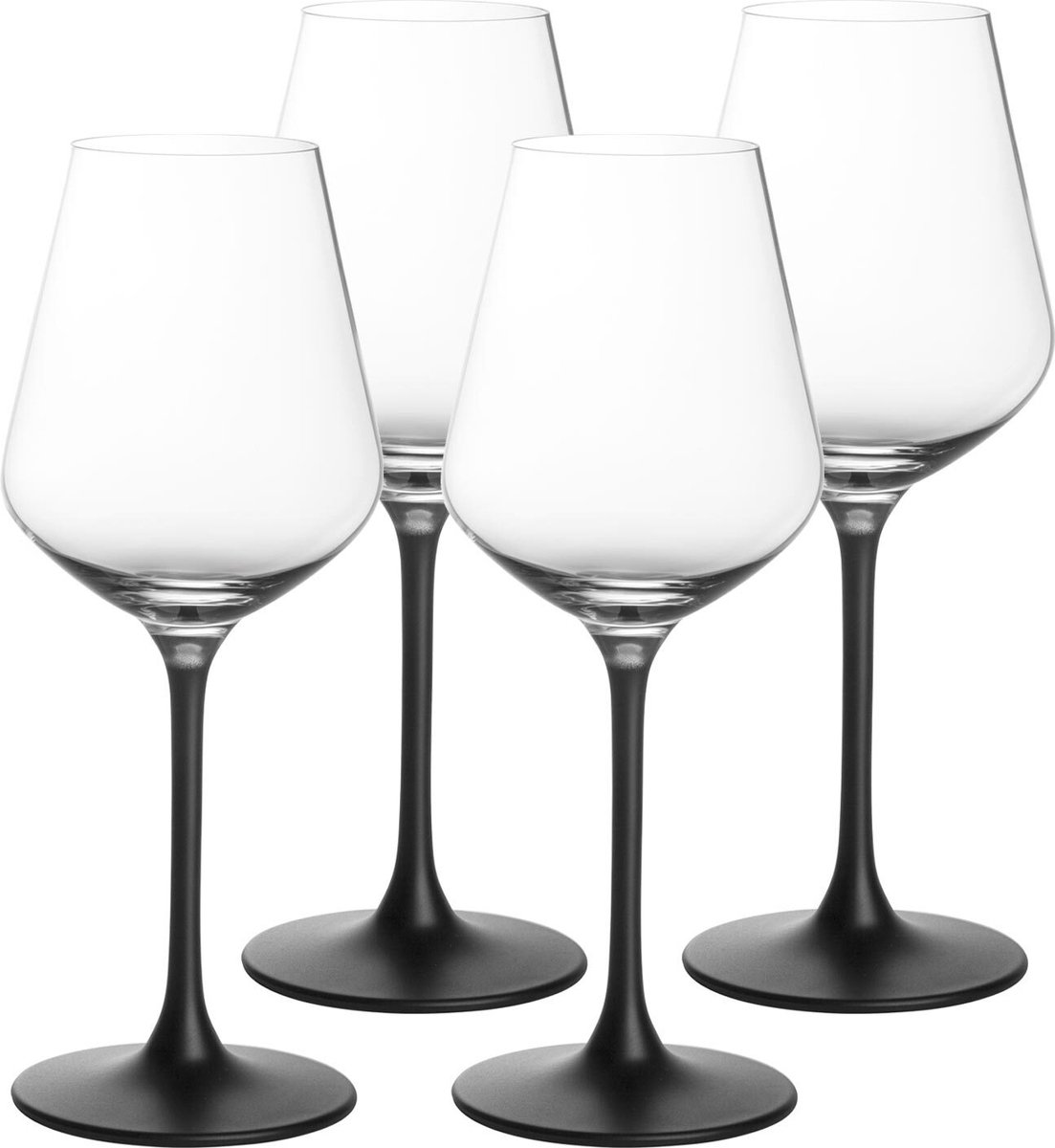 Villeroy & Boch Copas de vino tinto Manufacture Rock 47 cl, 4-pack transparente-negro