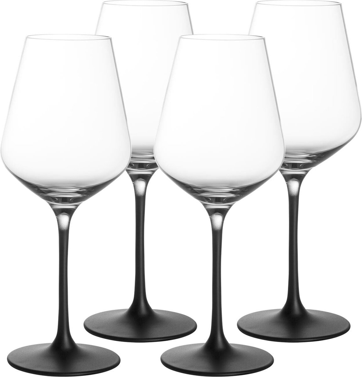 Villeroy & Boch Copas de vino blanco Manufacture Rock 38 cl, 4-pack transparente-negro