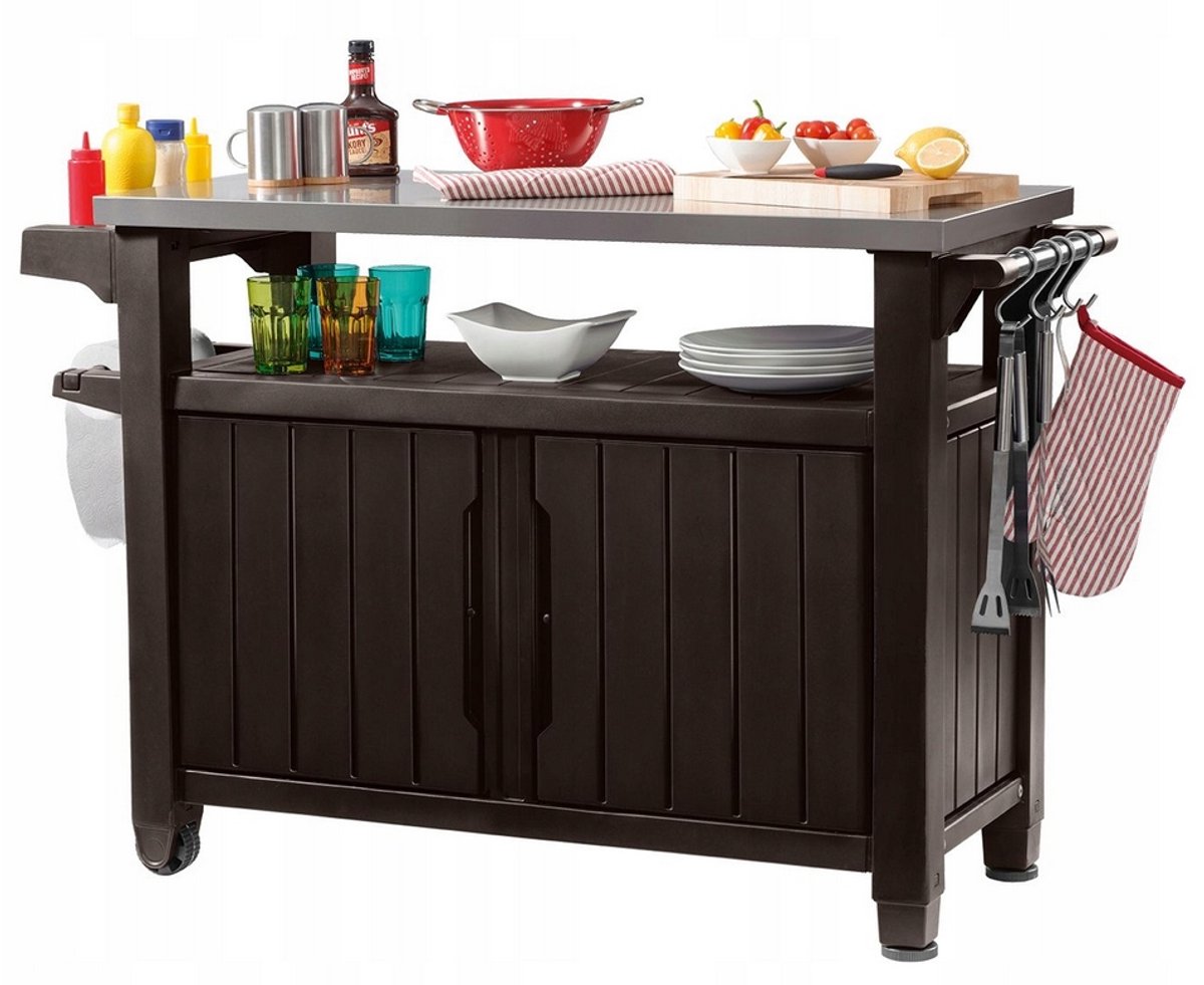 Mesa de servicio Unity XL (123,7 x 54 cm, Plástico, Marrón)