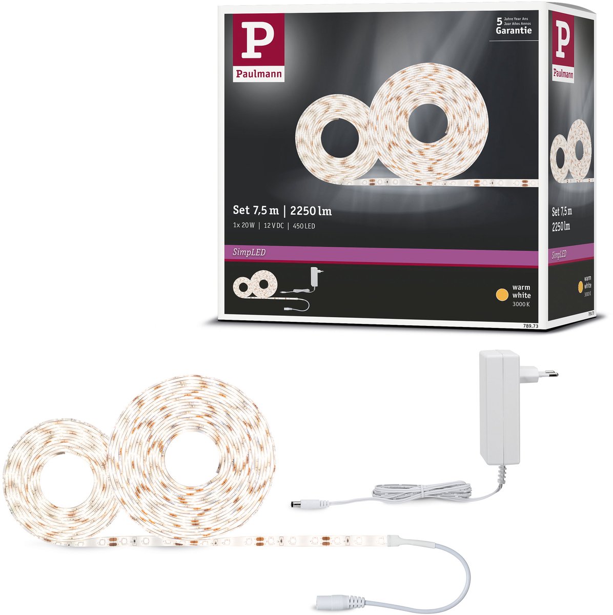 Tira LED SimpLED Kit (Largo: 7,5 m, Color de luz: Blanco cálido, 20 W)