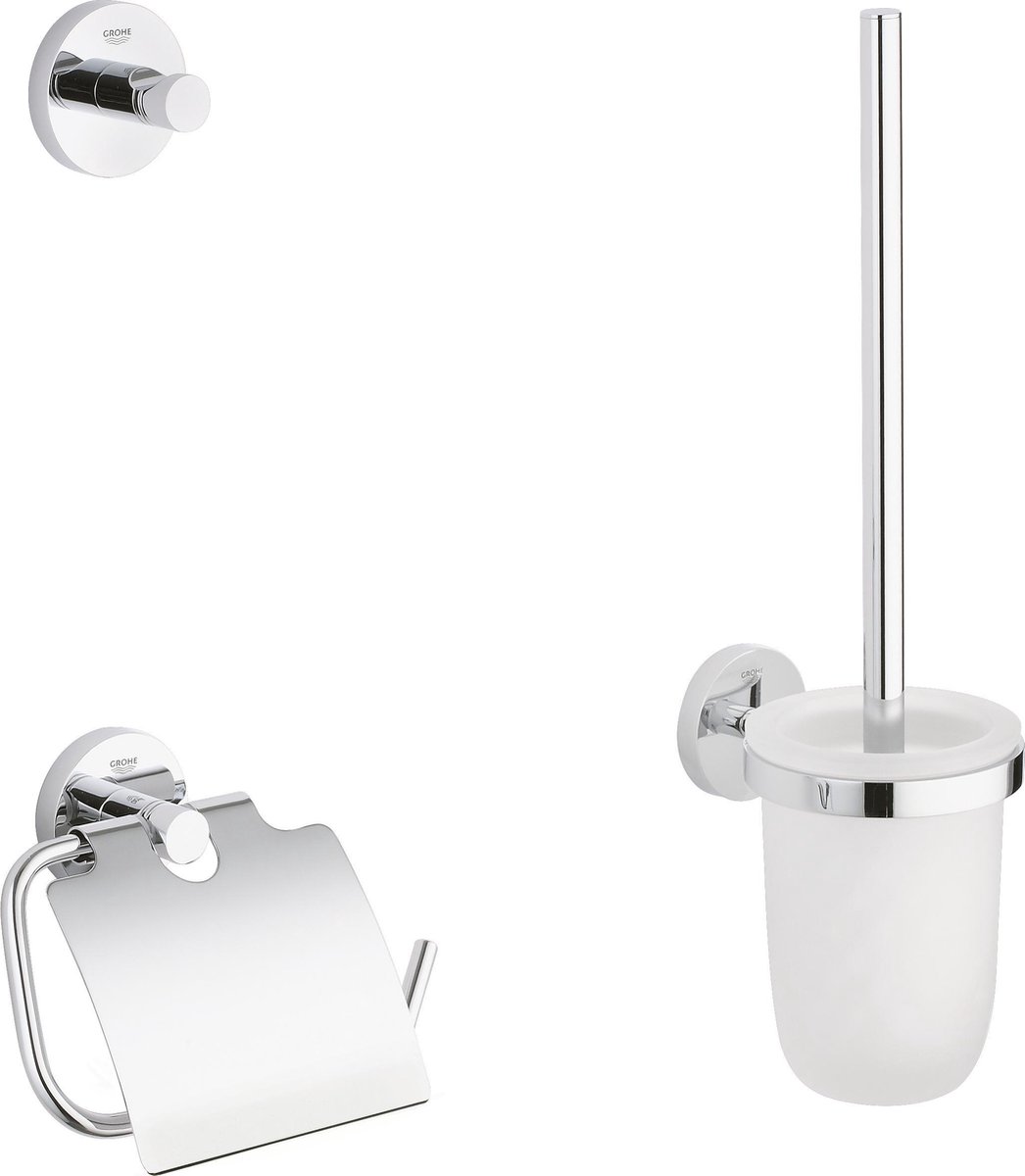 Essentials Set de WC (3 pzs., Cromo, Brillante)