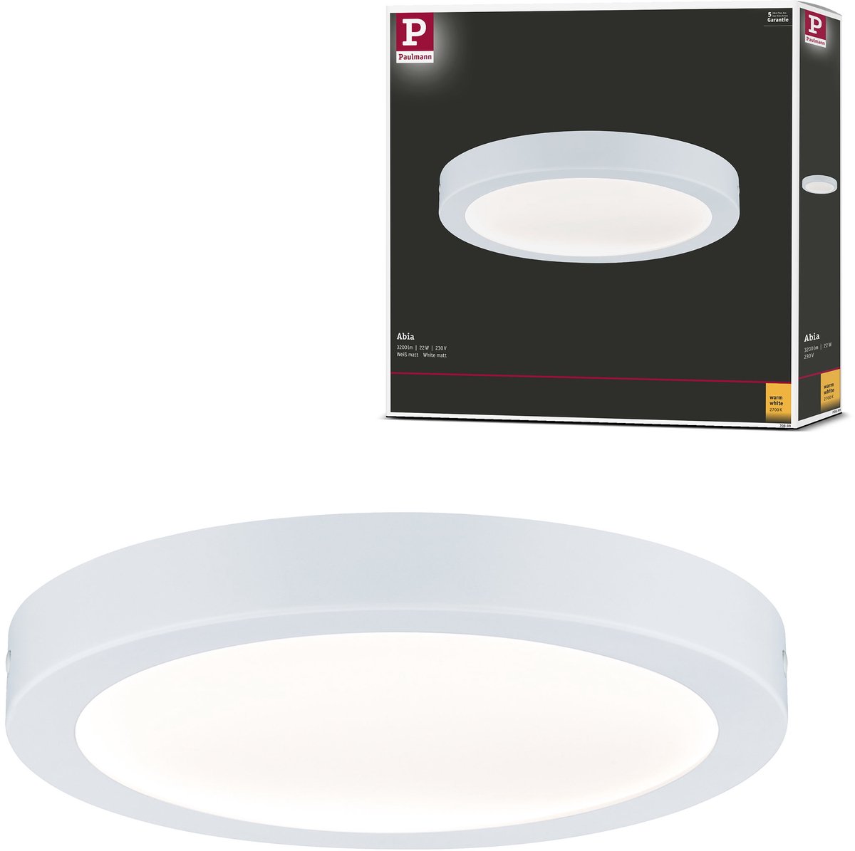 Panel LED redondo Abia (24 W, Blanco, Blanco cálido)
