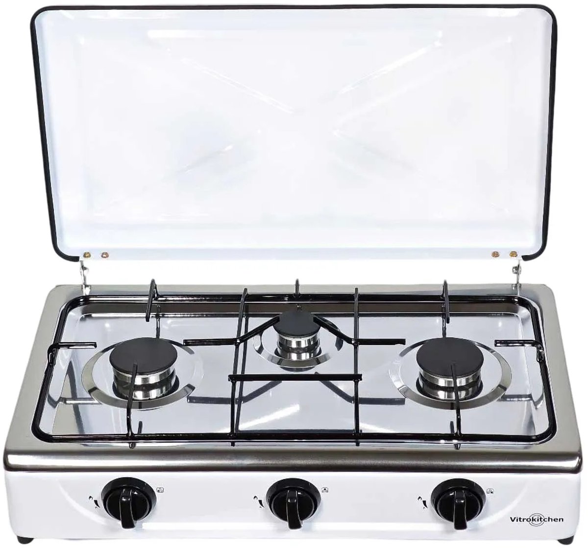 Hornillo Vitrokitchen 302BB | 3 zonas | gas butano | blanco