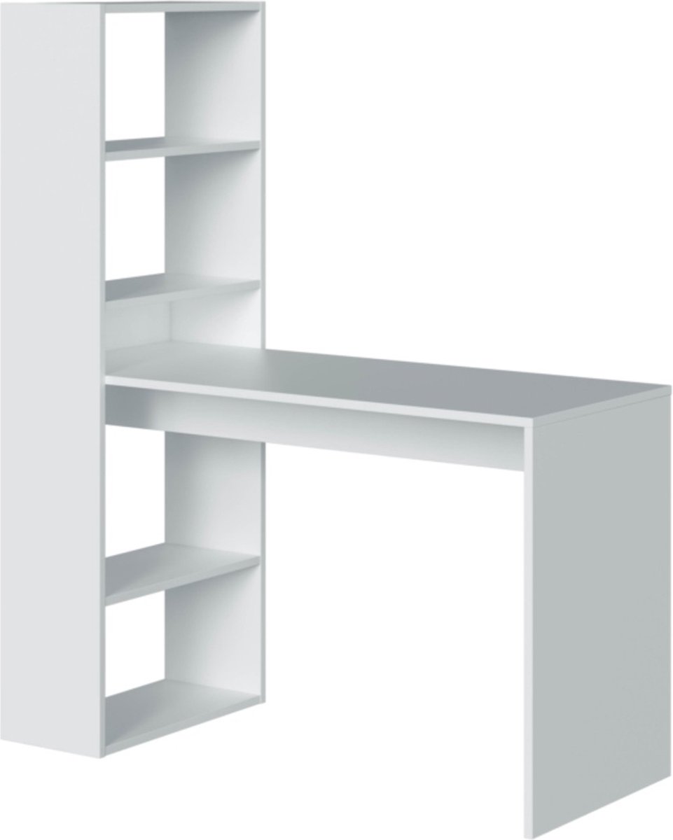 Escritorio con estantería Duplo (L x An x Al: 53 x 120 x 144 cm, Blanco Artik)
