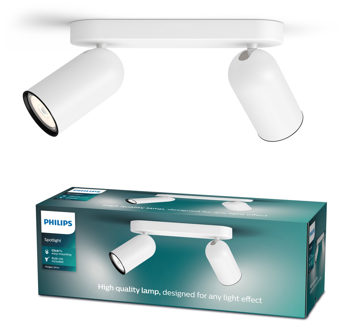 Regleta Pongee (10 W, L x An x Al: 8,2 x 24 x 12,2 mm, Blanco, GU10, 2 ud.)