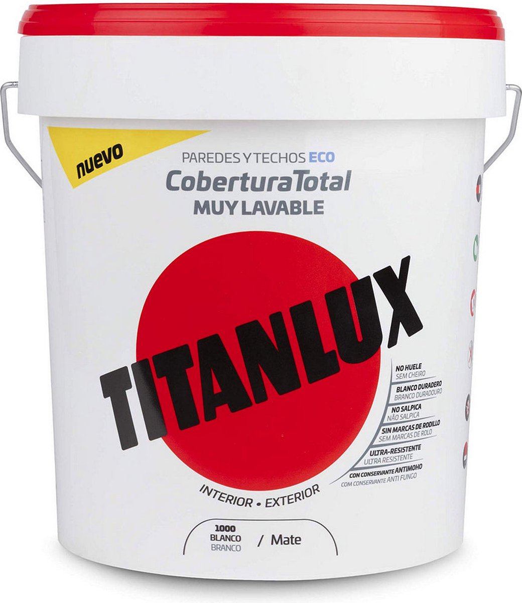 Pintura para paredes y techos Cobertura Total Eco (Blanco, Mate, 15 l)