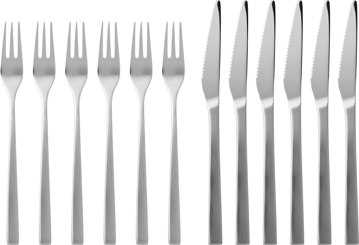 Gense Cubertería de carne Fuga 12 piezas acero inoxidable