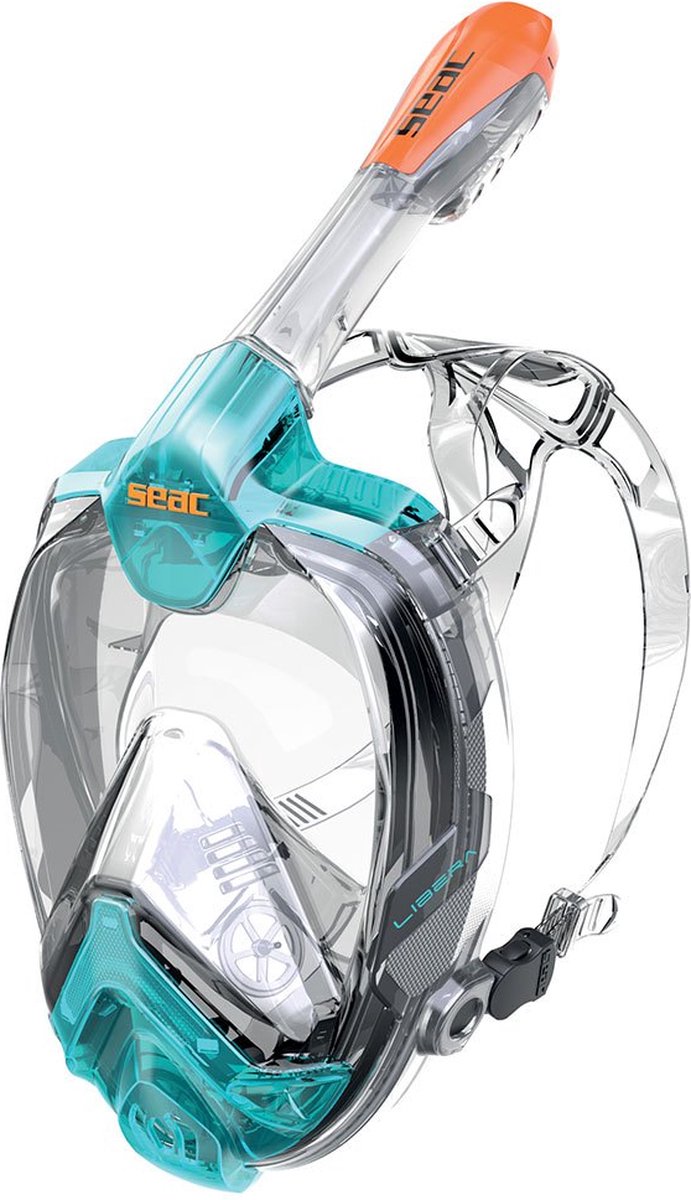 Máscara de Snorkel Libera (S/M, Plástico, Turquesa/Naranja)