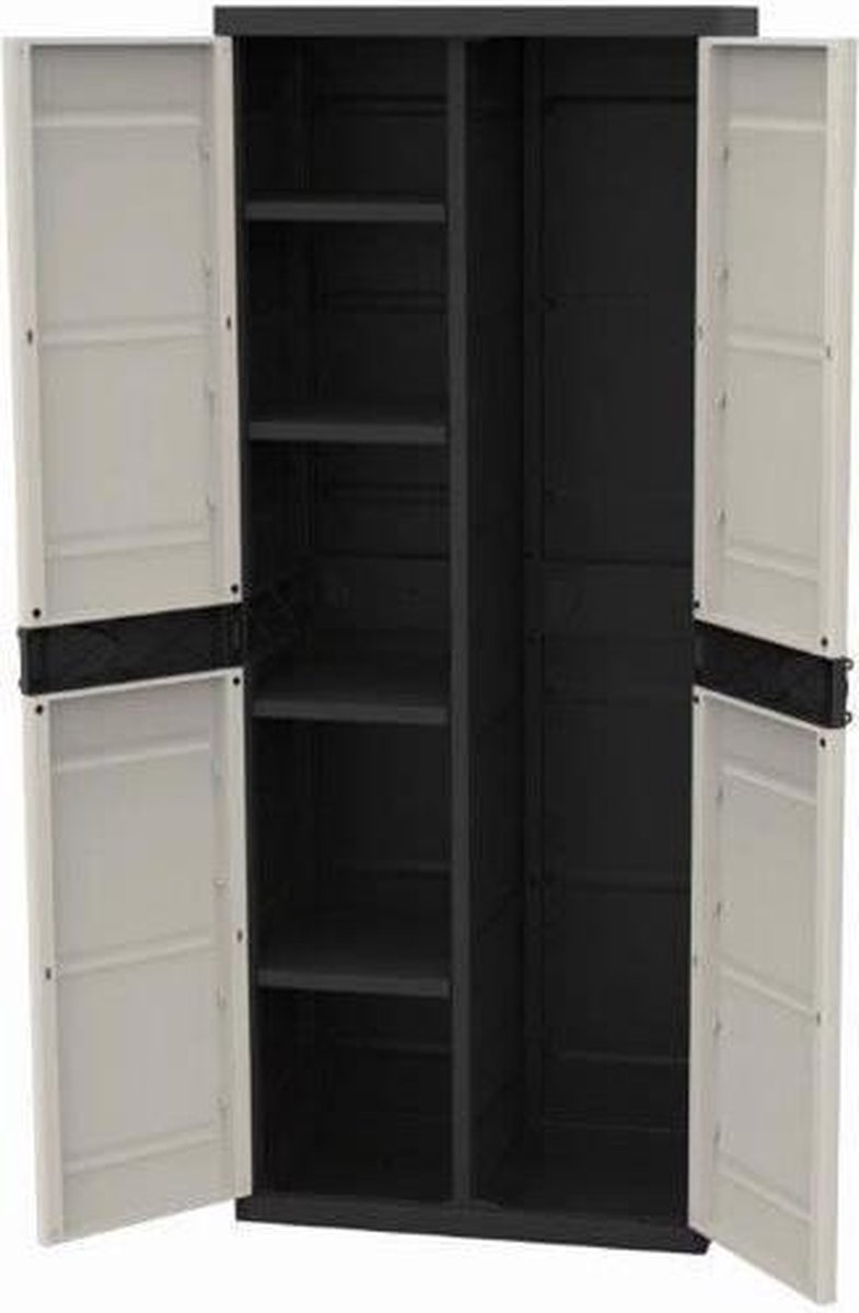 Titanium Armario multiusos de plástico  escobero (L x An x Al: 44 x 70 x 176 cm, Gris/Negro)