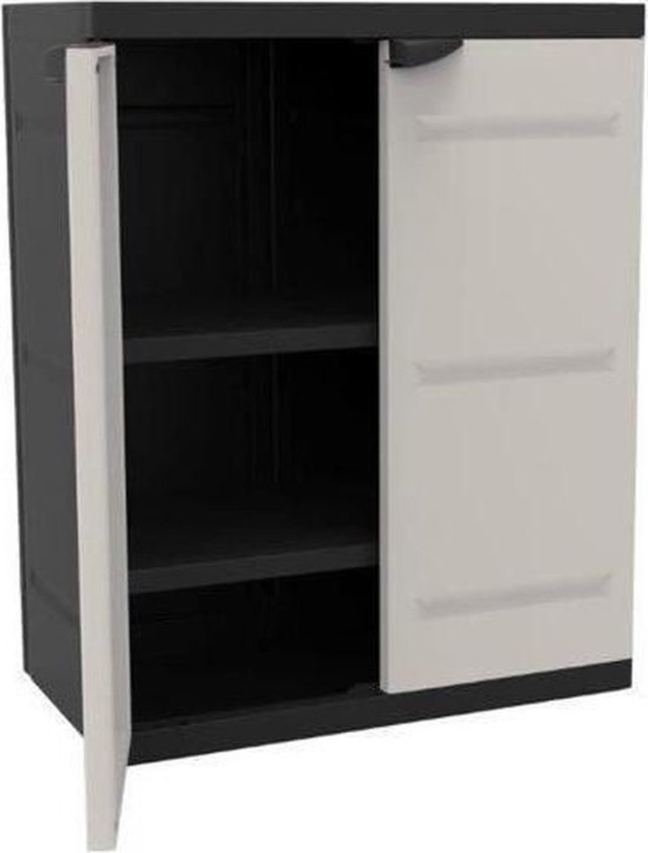 Titanium Armario multiusos de plástico  bajo (L x An x Al: 44 x 70 x 88 cm, Gris/Negro)