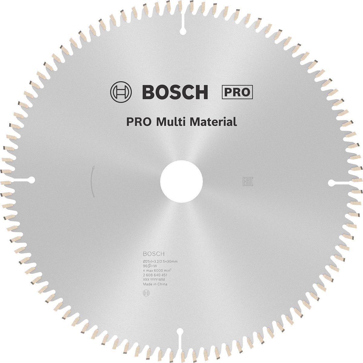Disco de sierra Multimaterial (254 mm, Orificio: 30 mm, Número de dientes: 96 ud.)