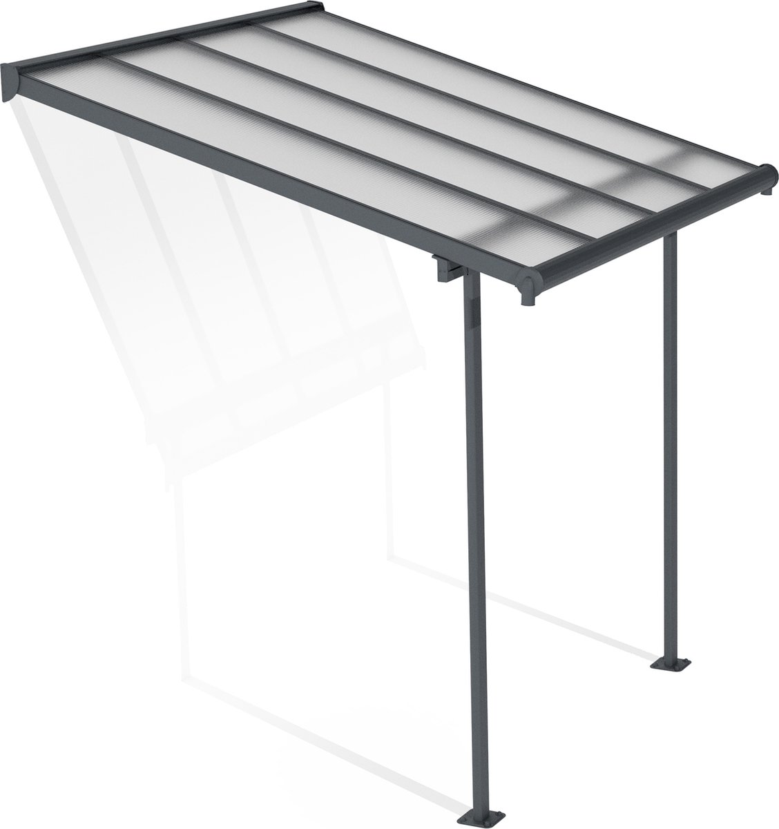 Marquesina adosada Sierra (An x Pr: 224,5 x 228 cm, Antracita, Policarbonato, Gris)