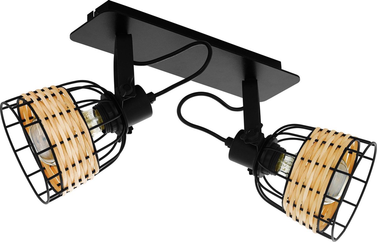 Anwick Regleta (80 W, L x An x Al: 48 x 14 x 24 cm, Negro/Ratán, E27, 2 ud.)