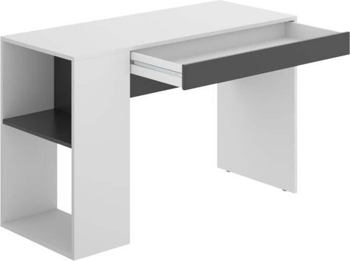 Mesa de escritorio Teo (L x An x Al: 50 x 115 x 74 cm, Blanco/Grafito)