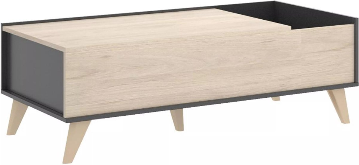 Mesa de centro Ness (L x An x Al: 60 x 99 x 41 cm, Natural/Grafito)