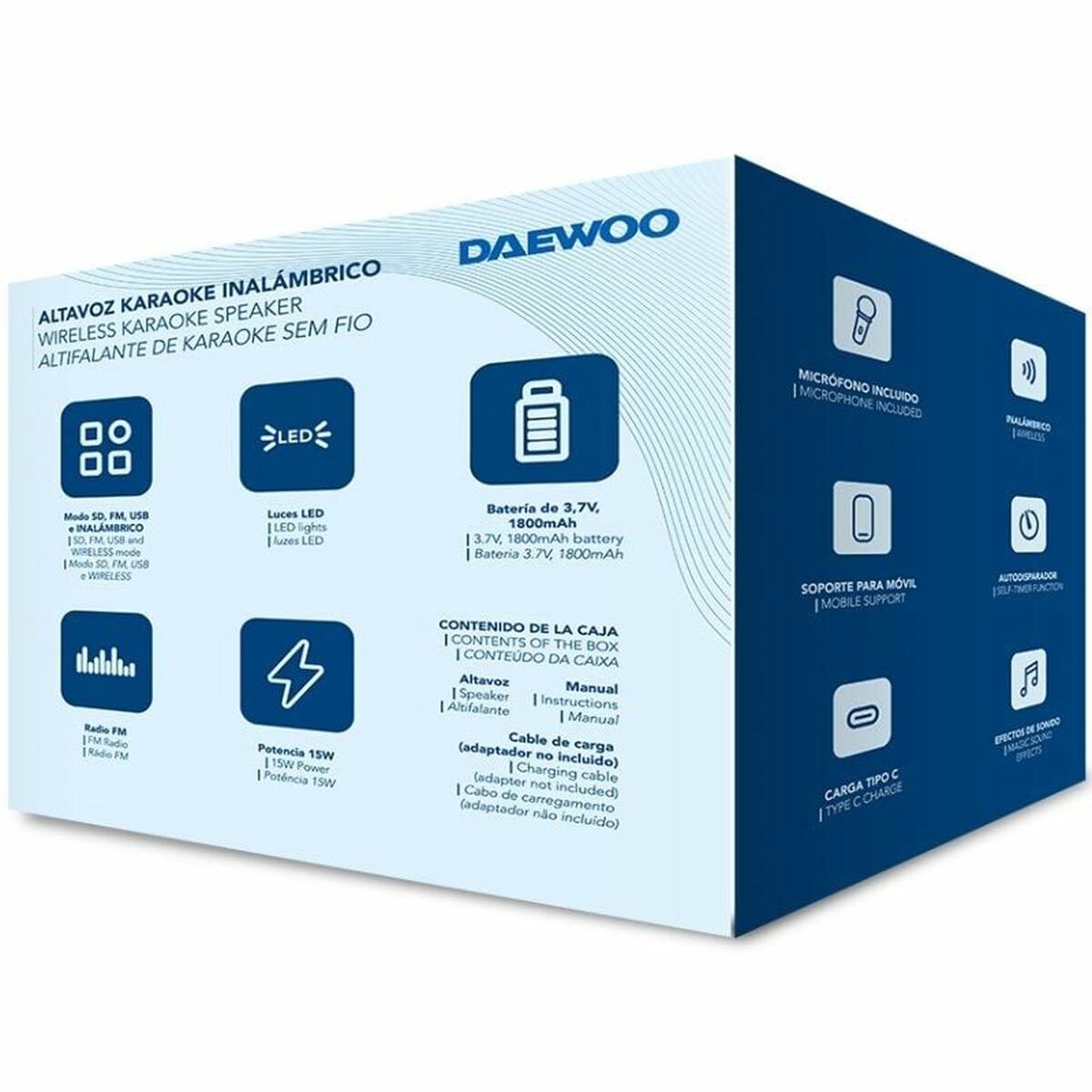 Altavoz con bluetooth karaoke Daewoo dw3008 |15w | 1.0 | +2 MICROS
