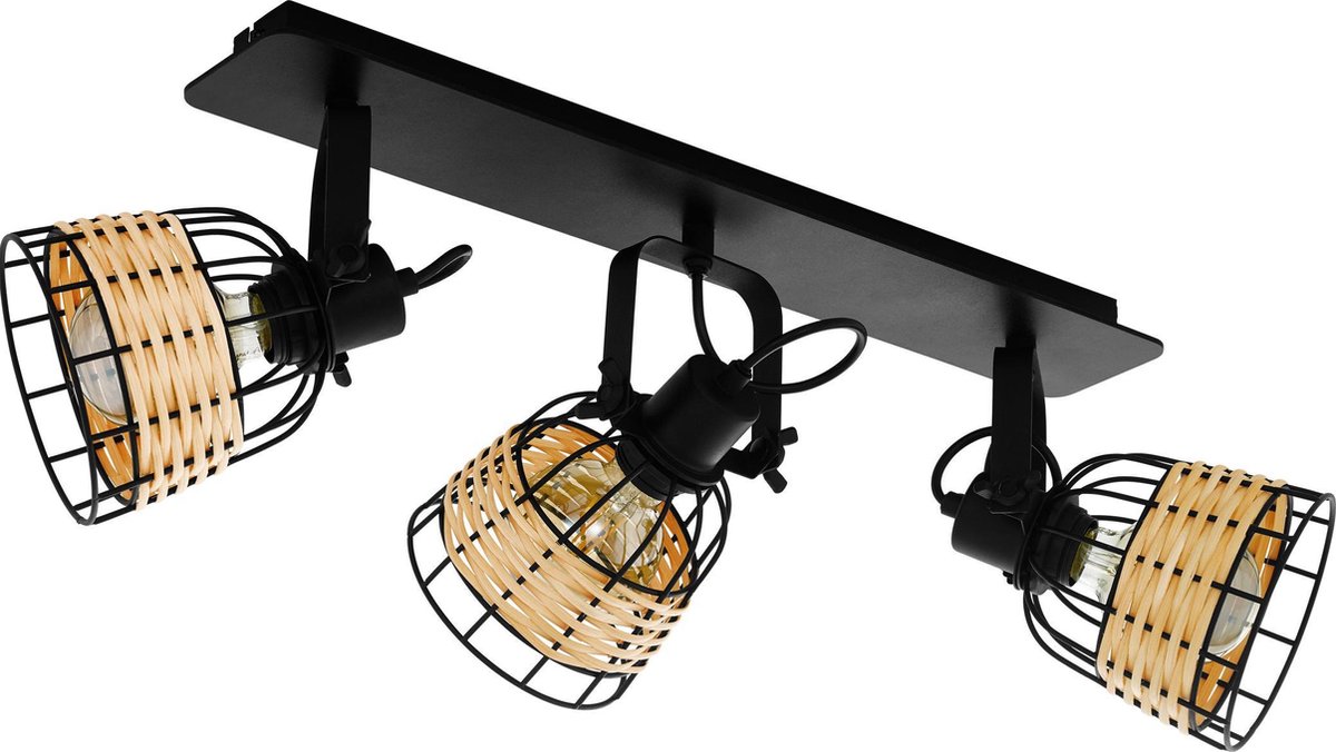 Anwick Regleta (120 W, L x An x Al: 67 x 14 x 24 cm, Negro/Ratán, 3 ud.)