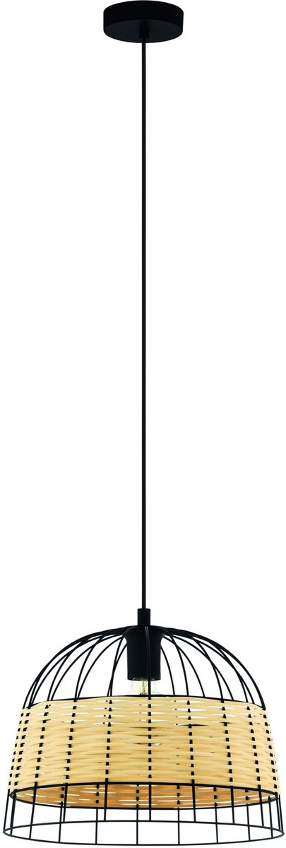 Anwick Lámpara colgante redonda (40 W, Ø x Al: 370 x 1.100 mm, Negro, E27)