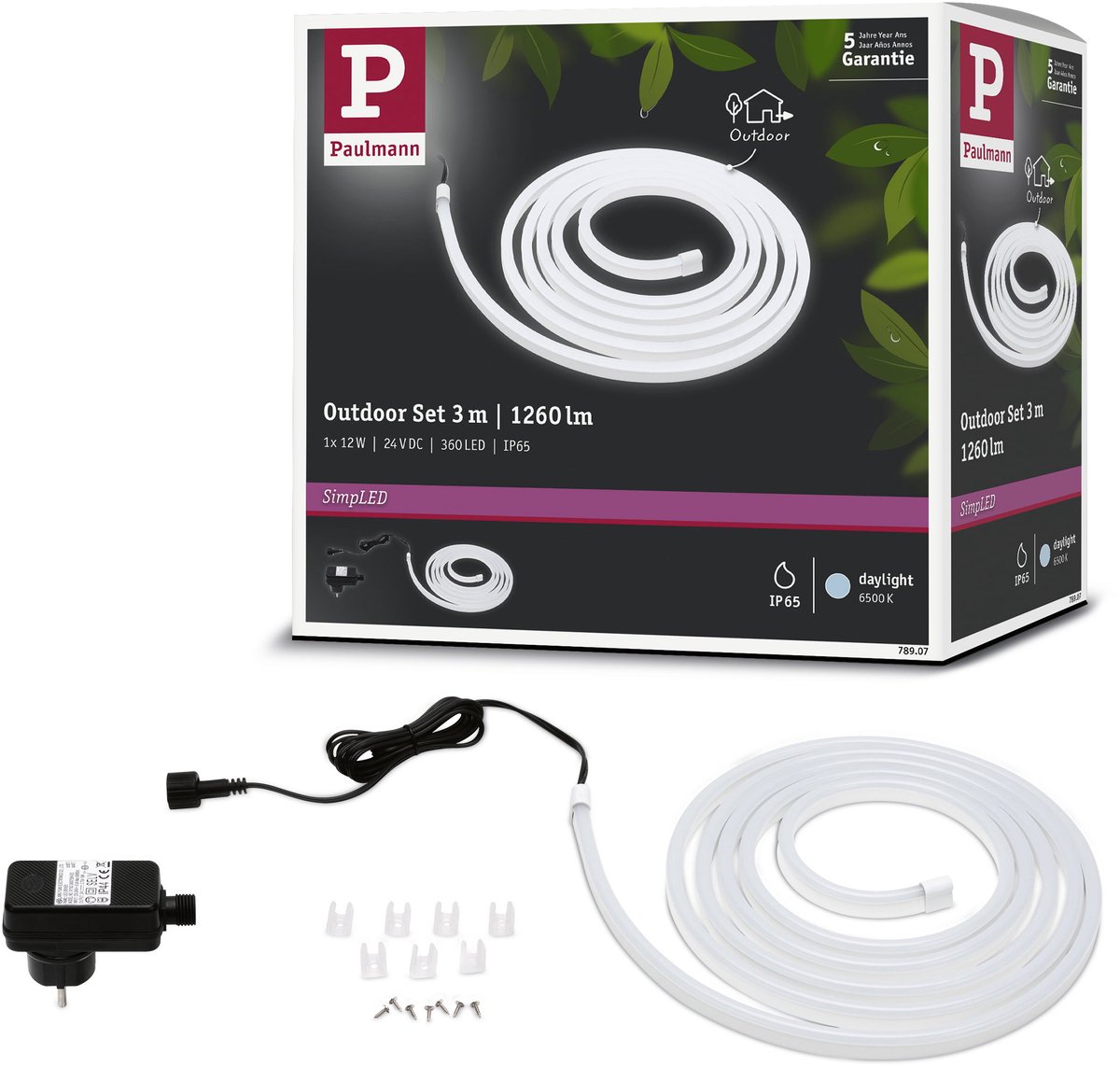 Tira LED exterior (Largo: 3 m, Color de luz: Blanco frío, 12 W, 1.260 lm)
