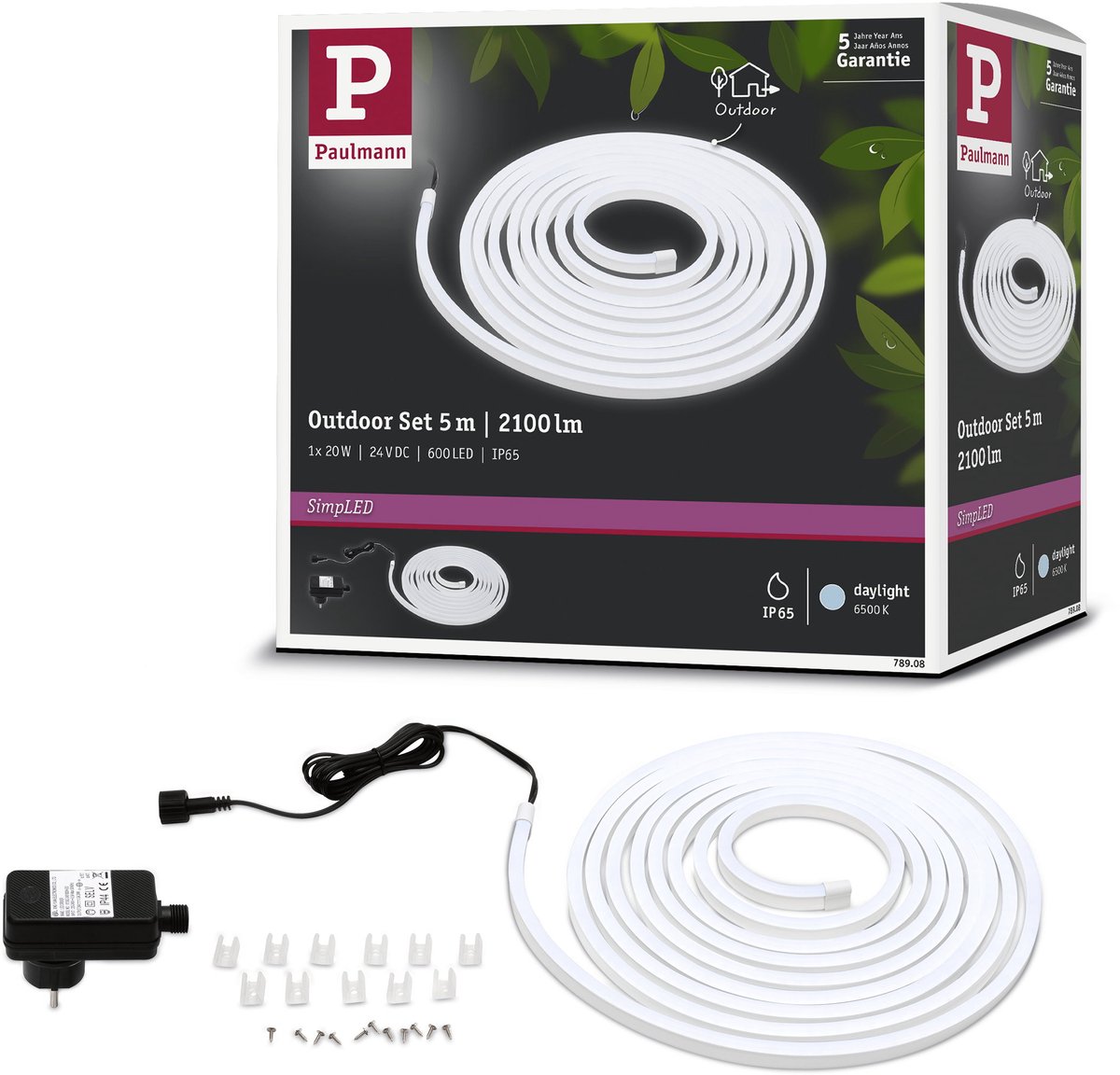 Tira LED exterior (Largo: 5 m, Color de luz: Blanco diurno, 20 W, 2.100 lm)