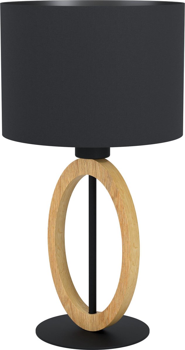 Basildon Lámpara de sobremesa redonda (40 W, Ø x Al: 23 x 45,5 cm, Negro, E27)