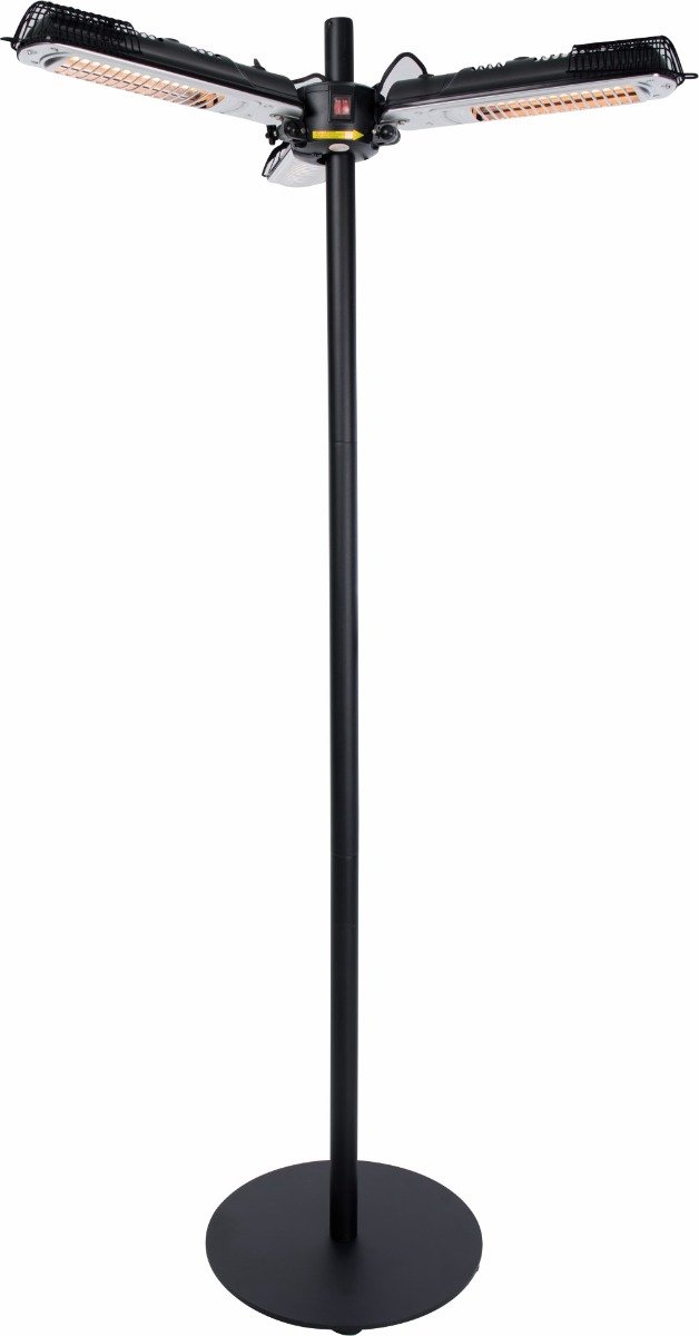 Calefactor halógeno Parasol (Diámetro: 45,5 cm - 100 cm, 2.000 W, Negro)