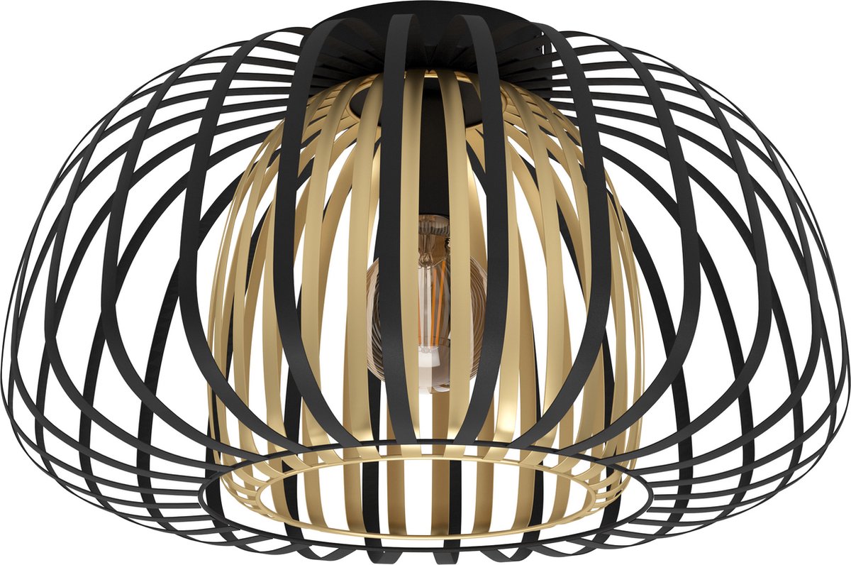 Encinitos Plafón redondo (40 W, Ø x Al: 45 x 26 cm, Negro/Oro, E27)