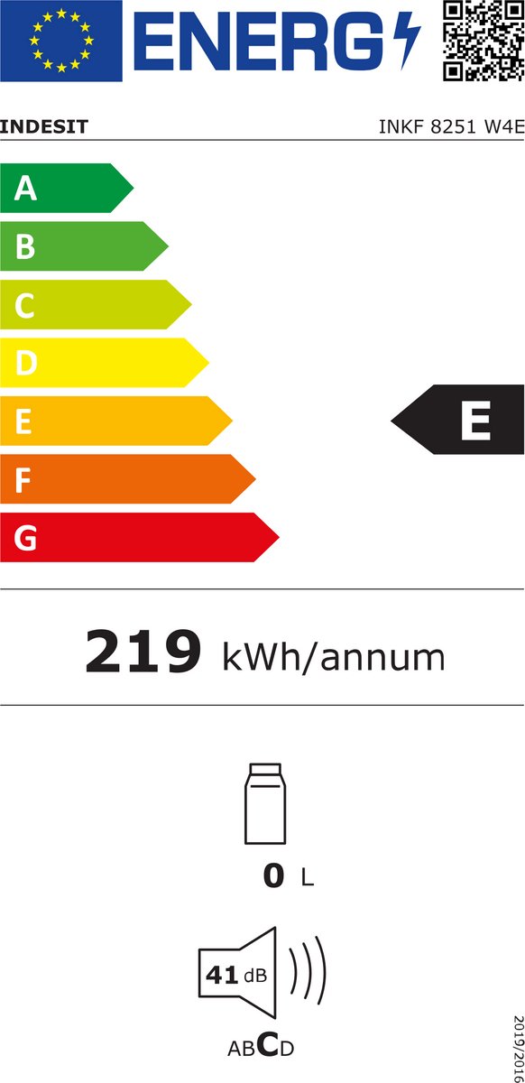 Frigorífico Combi INDESIT INKF8251W4E | 250 L | Clase E | Blanco