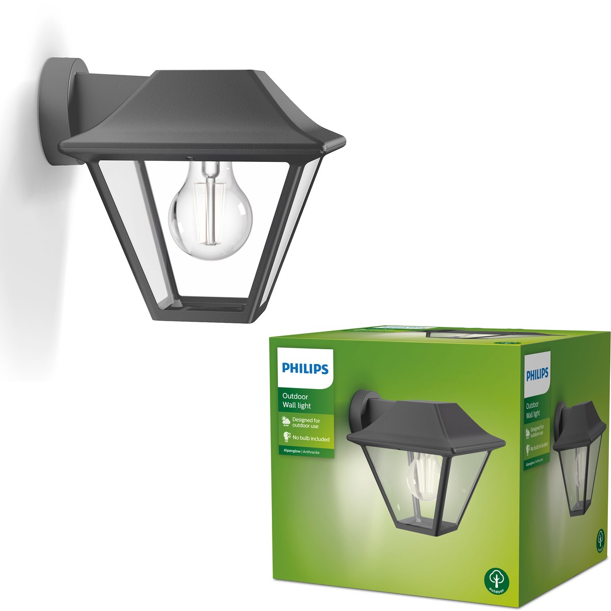 Alpenglow Aplique exterior (60 W, 17,4 x 30 x 17,9 cm, Antracita, IP44)